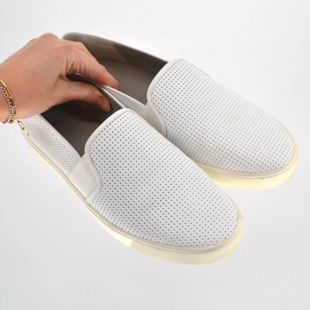Vince Blair Perforated Leather Slip On Sneaker White Women's US 9 / 39
